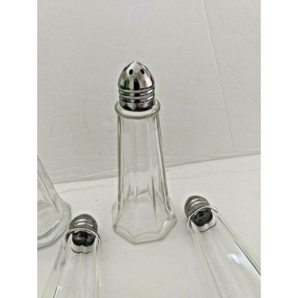 Vintage Diner Style Glass Salt and Pepper Shakers Stainless Steel Lids (2 sets) - Picture 7 of 11